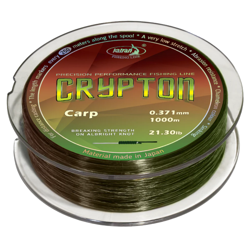 KATRAN CRYPTON Carp Fishing Line – 15.50lb / 0.309mm, 1000m, Long Cast, Camo, Made In Germany
