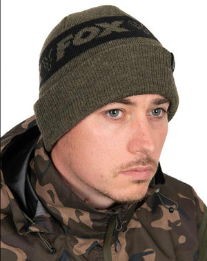 Fox Collection Beanie Hat Green & Black