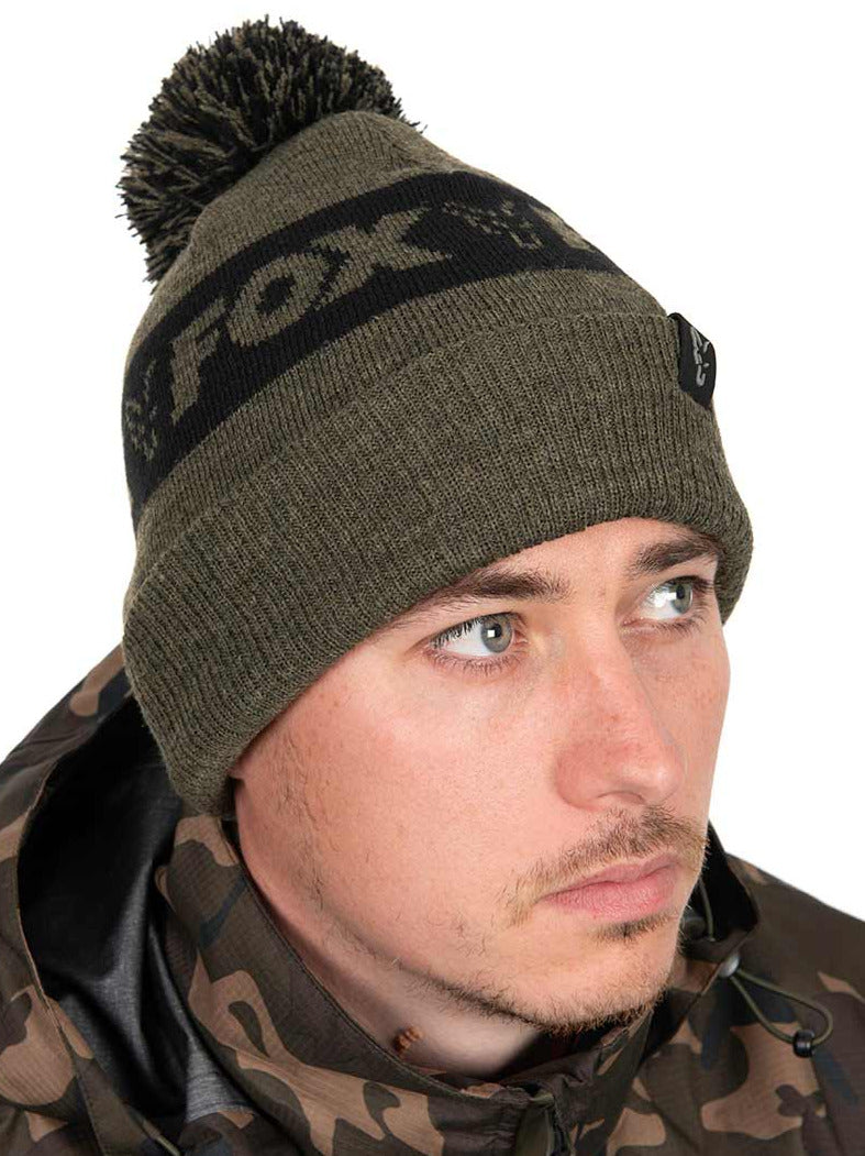 Fox Collection Bobble Hat Green & Black