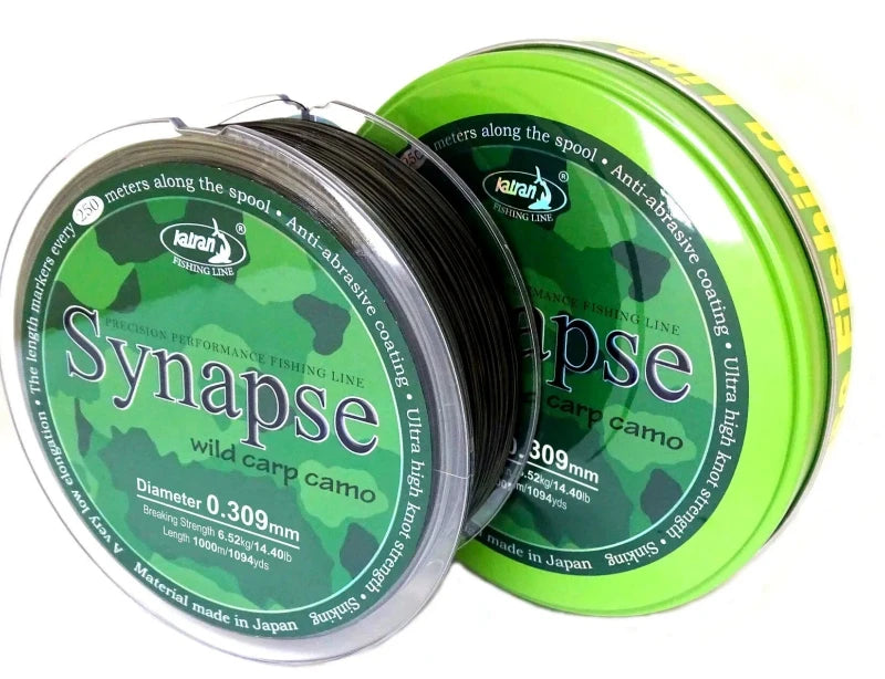 thumbnail interactive-video image 1 of Katran Crypton Carp Fishing Line – 15.50lb (0.309mm) – 1000m, Long Cast, CAMO, Made In Germany 1 of 4
