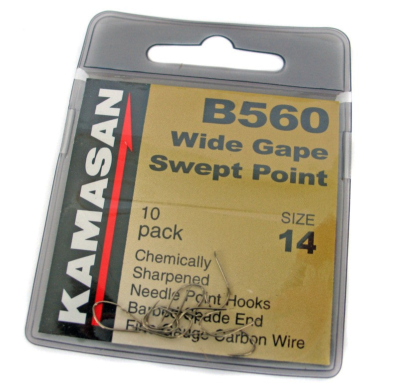 Kamasan B560 Wide Gape Swept Point Barbed Hooks, Coarse Hooks, Kamasan, Bankside Tackle