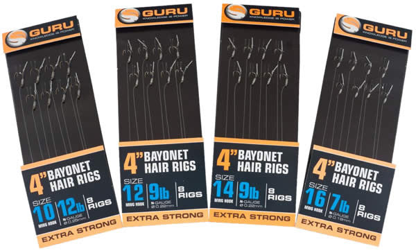 Guru 4" Bayonet Rigs, Coarse Hooks, Guru, Bankside Tackle