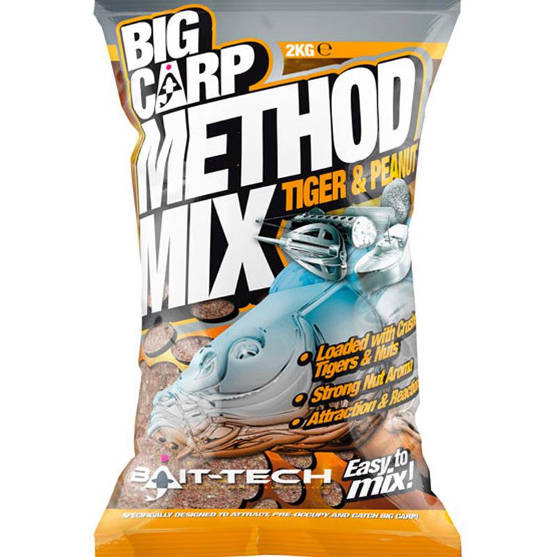 Bait Tech Big Carp Tiger and Peanut Method Mix, Groundbaits, Bait-Tech, Bankside Tackle