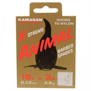 Kamasan Animal X-Strong Spade End Hooks To Nylon, Coarse Hooks, Kamasan, Bankside Tackle