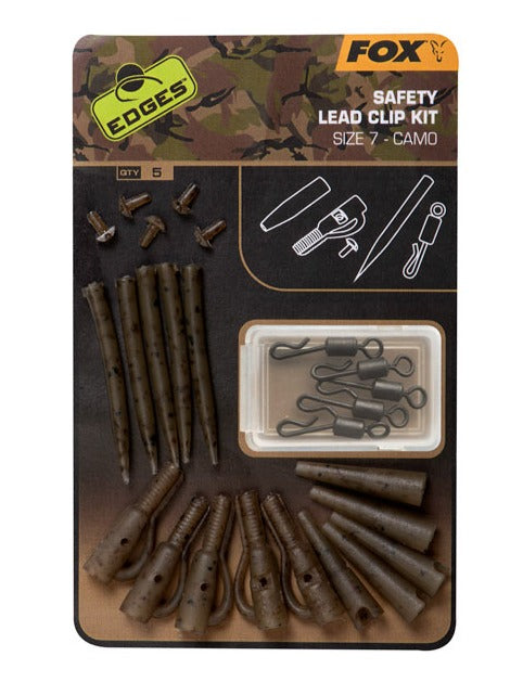 Fox Edges Camo Safety Lead Clip Kit Size 7