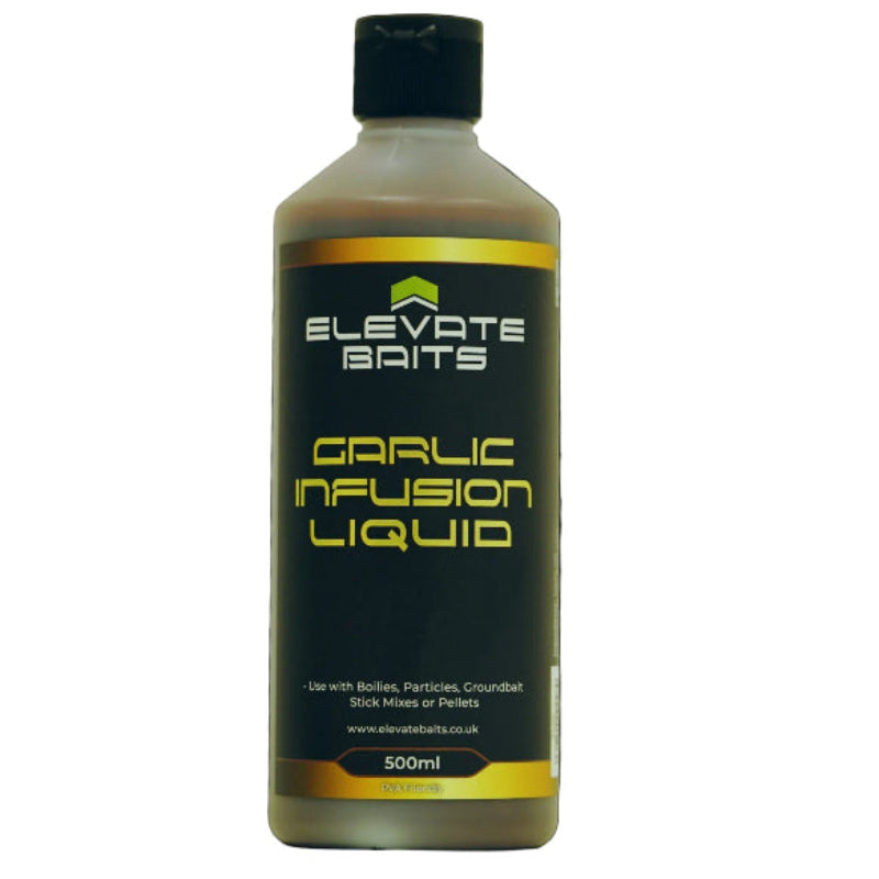 Bottle of Elevate Baits Garlic Infusion Liquid 