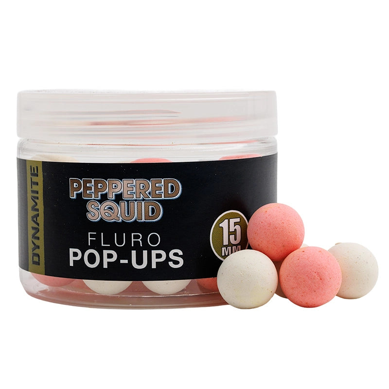 Dynamite Baits Peppered Squid Fluro Pop Ups 15mm