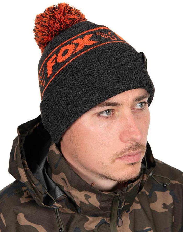 Fox Collection Bobble Hat Black & Orange