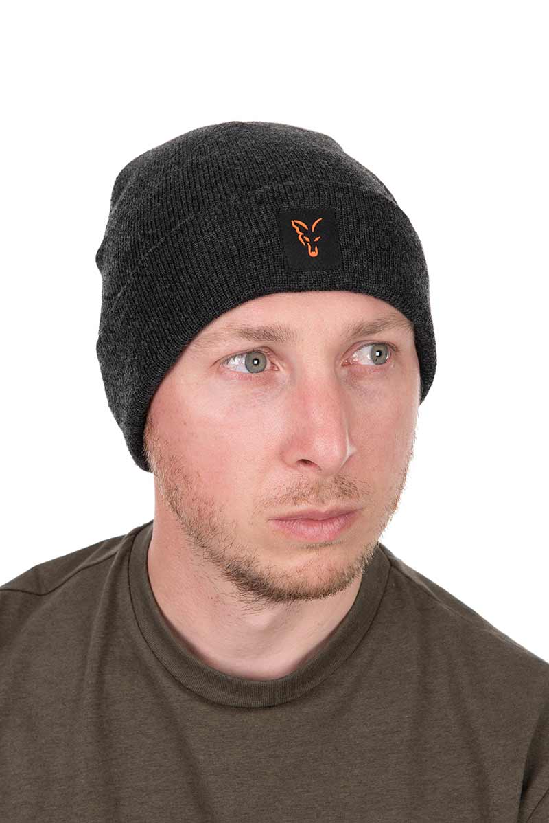 Fox Collection Beanie Hat Black & Orange