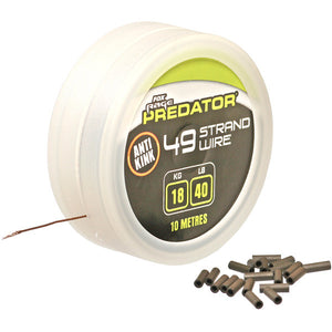 Fox Rage Predator 49 Strand Steel Wire Plus Crimps, Predator End Tackle, Fox Rage, Bankside Tackle