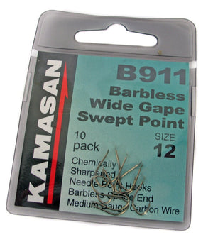 Kamasan B911 Wide Gape Barbless Spade End, Coarse Hooks, Kamasan, Bankside Tackle