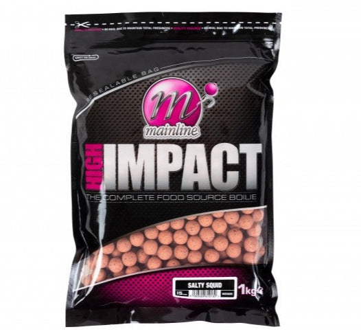 Mainline Baits Hi Impact Shelf Life Boilies Salty Squid