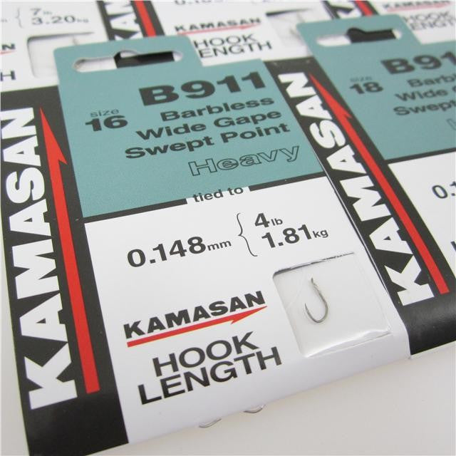 Kamasan B911 Barbless Spade End Hooks To Nylon Heavy