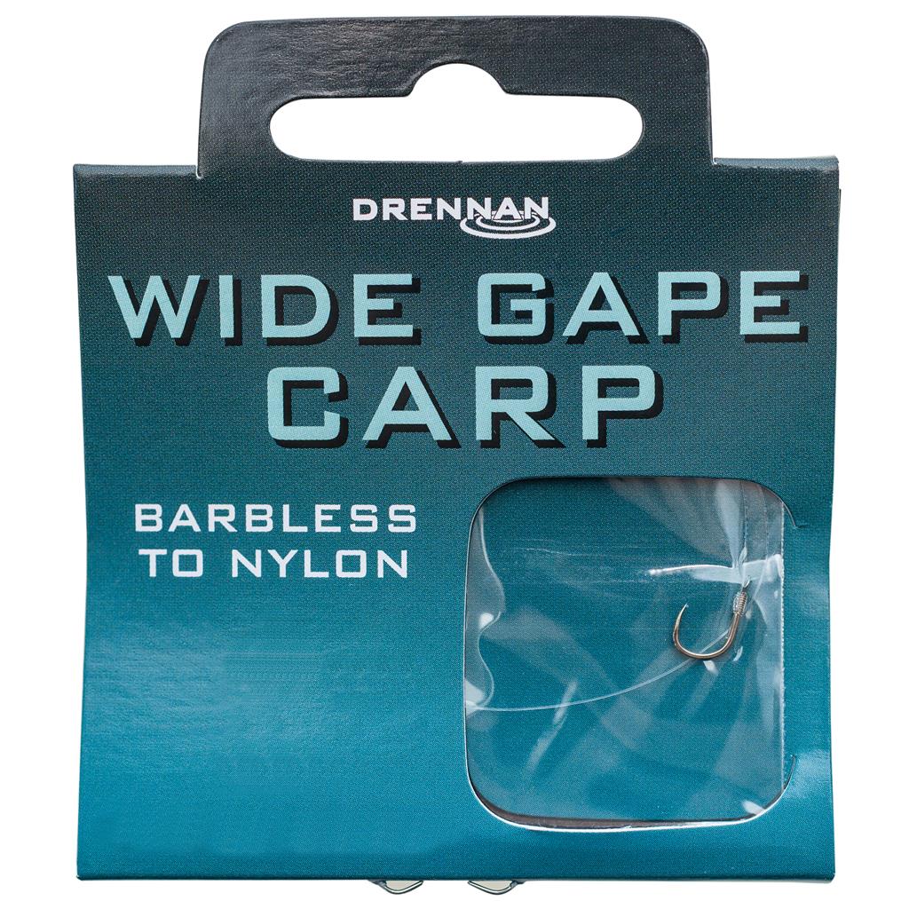 Drennan Wide Gape Carp Barbless Hooks To Nylon